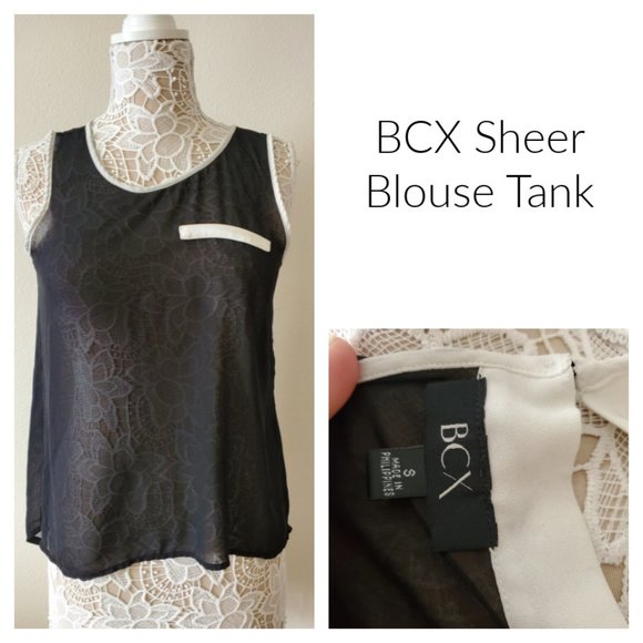BCX Sheer Blouse Tank 8323 - Picture 1 of 10